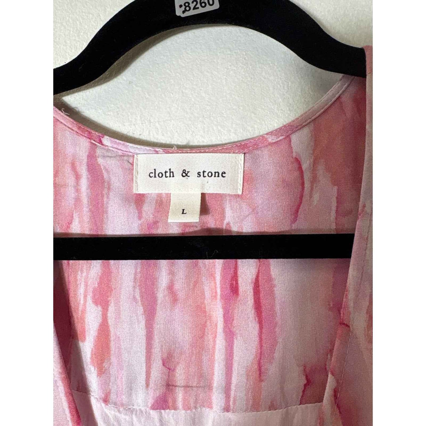 Cloth & Stone Pink Watercolor Pull Sleeve Mini Dress Sz L