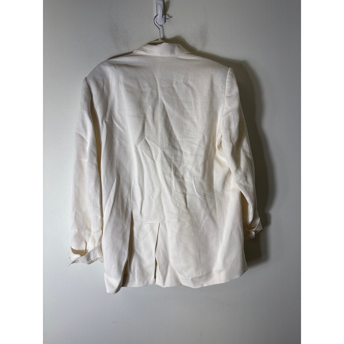 Zara Ivory Long Sleeve Long Length 2 Button Blazer Sz S