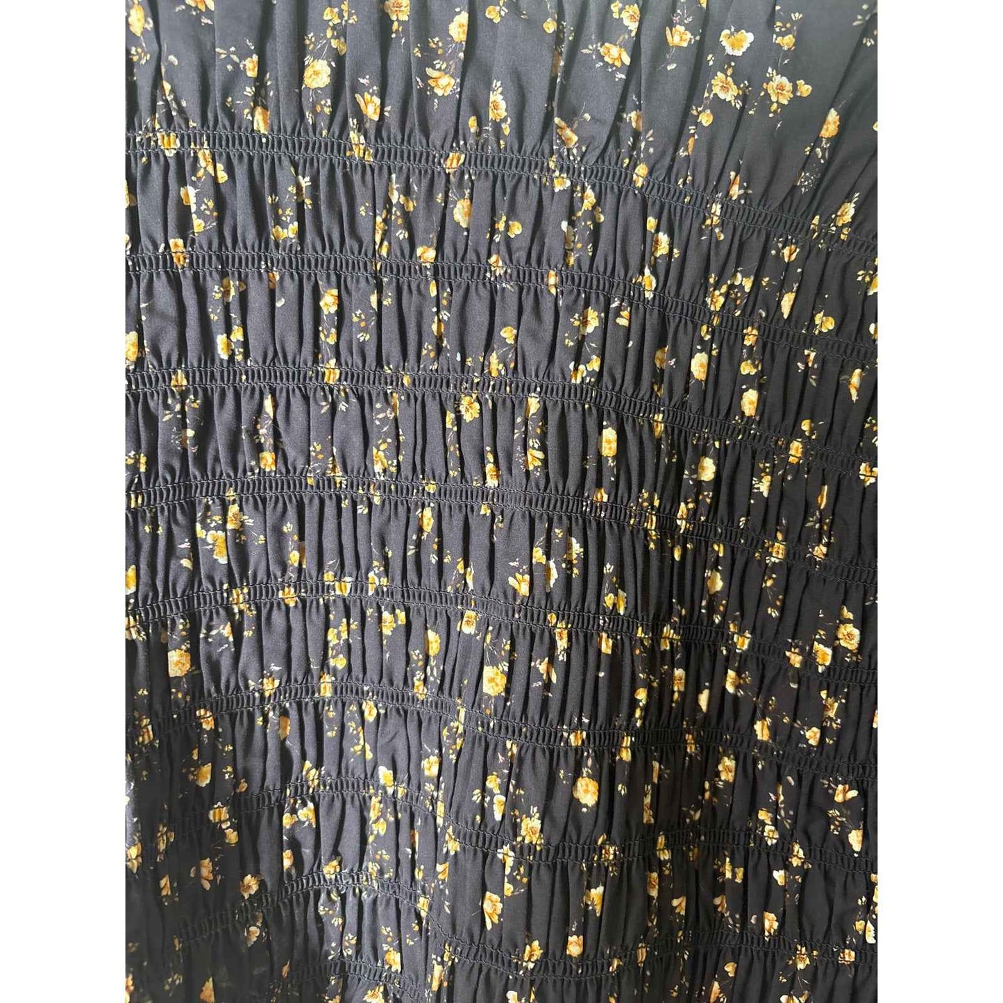 Rails Black Peach Floral Long Sleeve Cotton Smocked Bodice Top Sz S