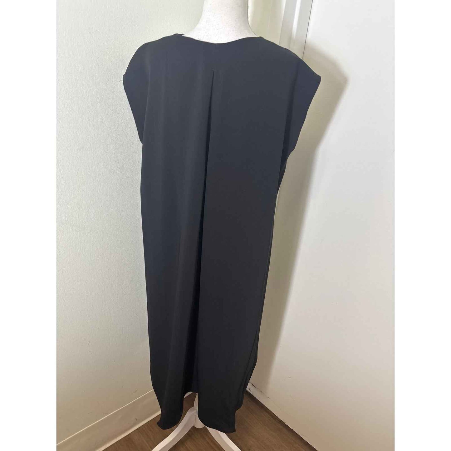 Rachel Rachel Black Sleeveless V-Neck Hi Low Hem Midi Dress Sz L