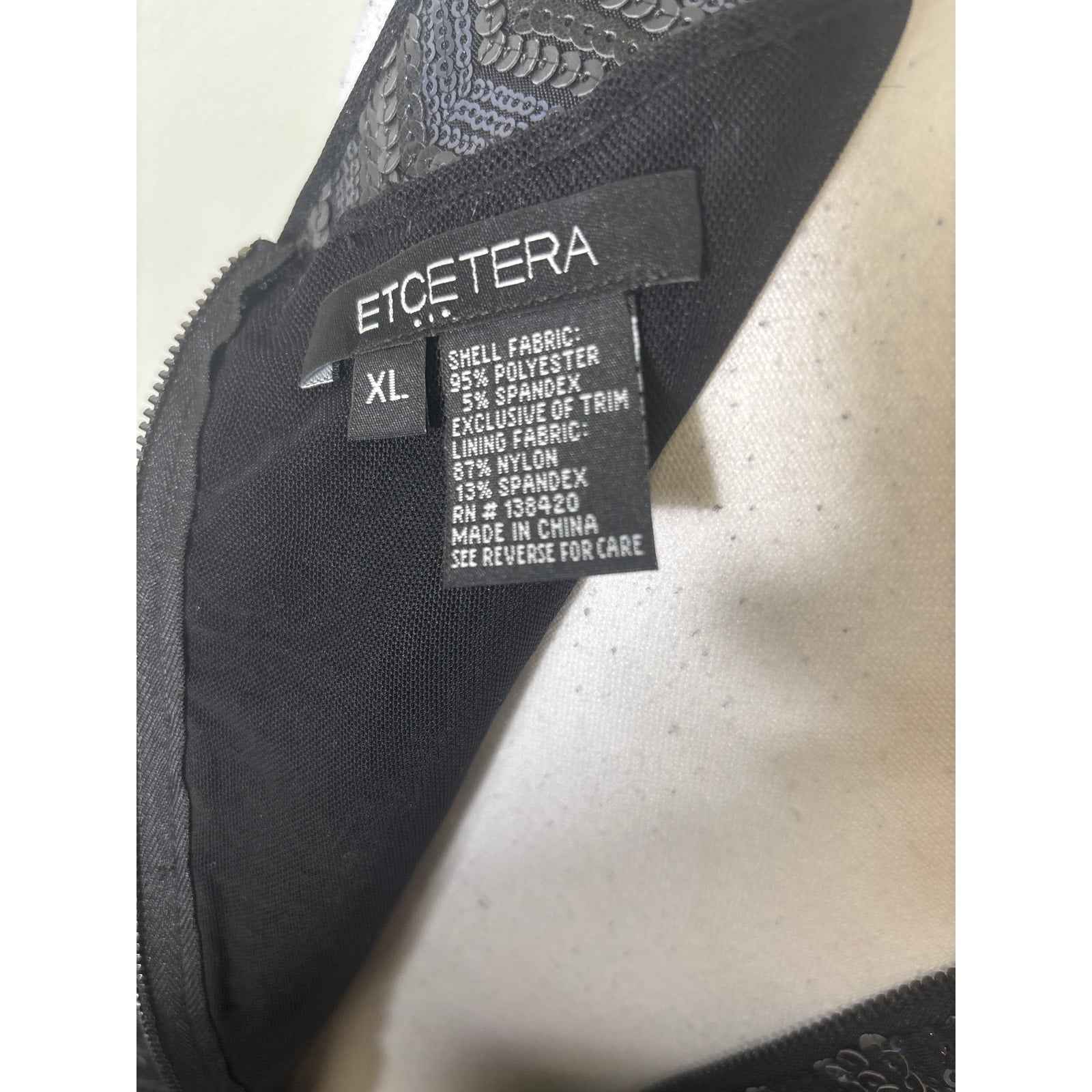 NWT Etcetera Black Sleeveless Sequence Cheveron Cocktail Top Sz XL