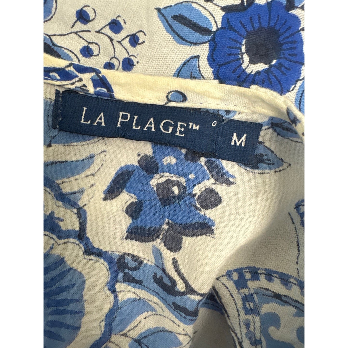 La Plage Blue and White Flutter Sleeve Maxi Dres Sz M