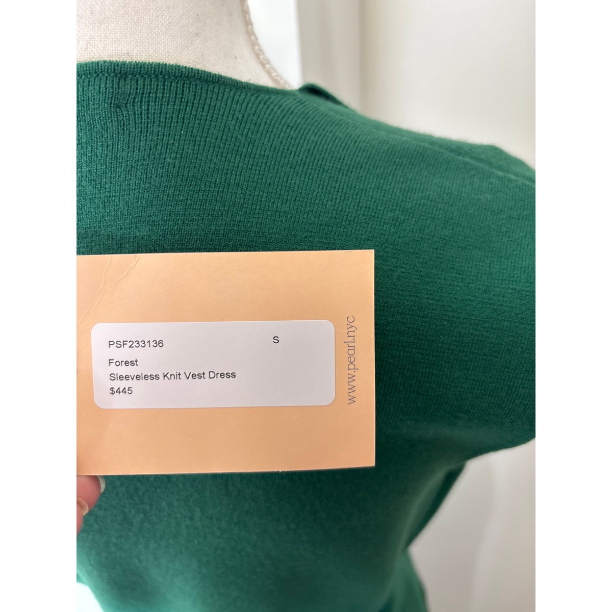 NWT Pearl Forest Green Sleeveless Knit Vest Dress Sz S