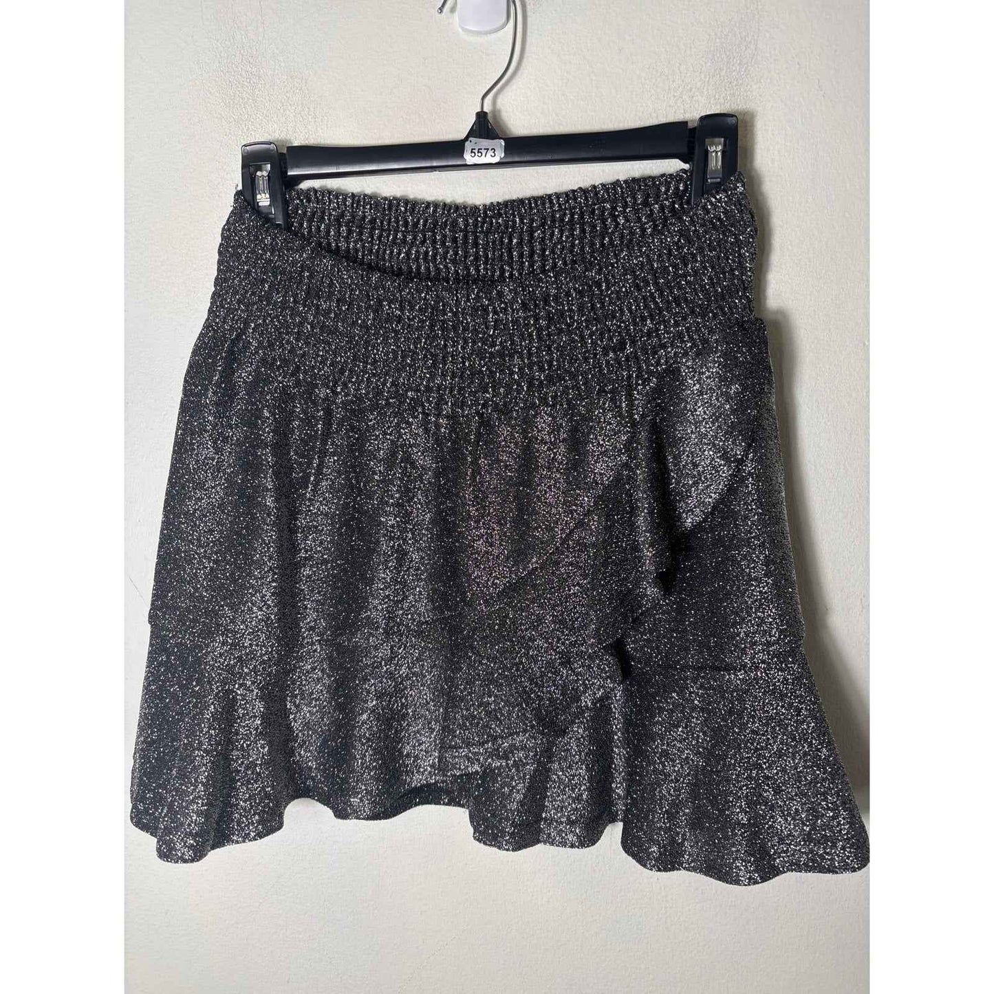 NWT Muche Muchette Silver Sasha Ruffle Hem Mini Skirt Sz OS