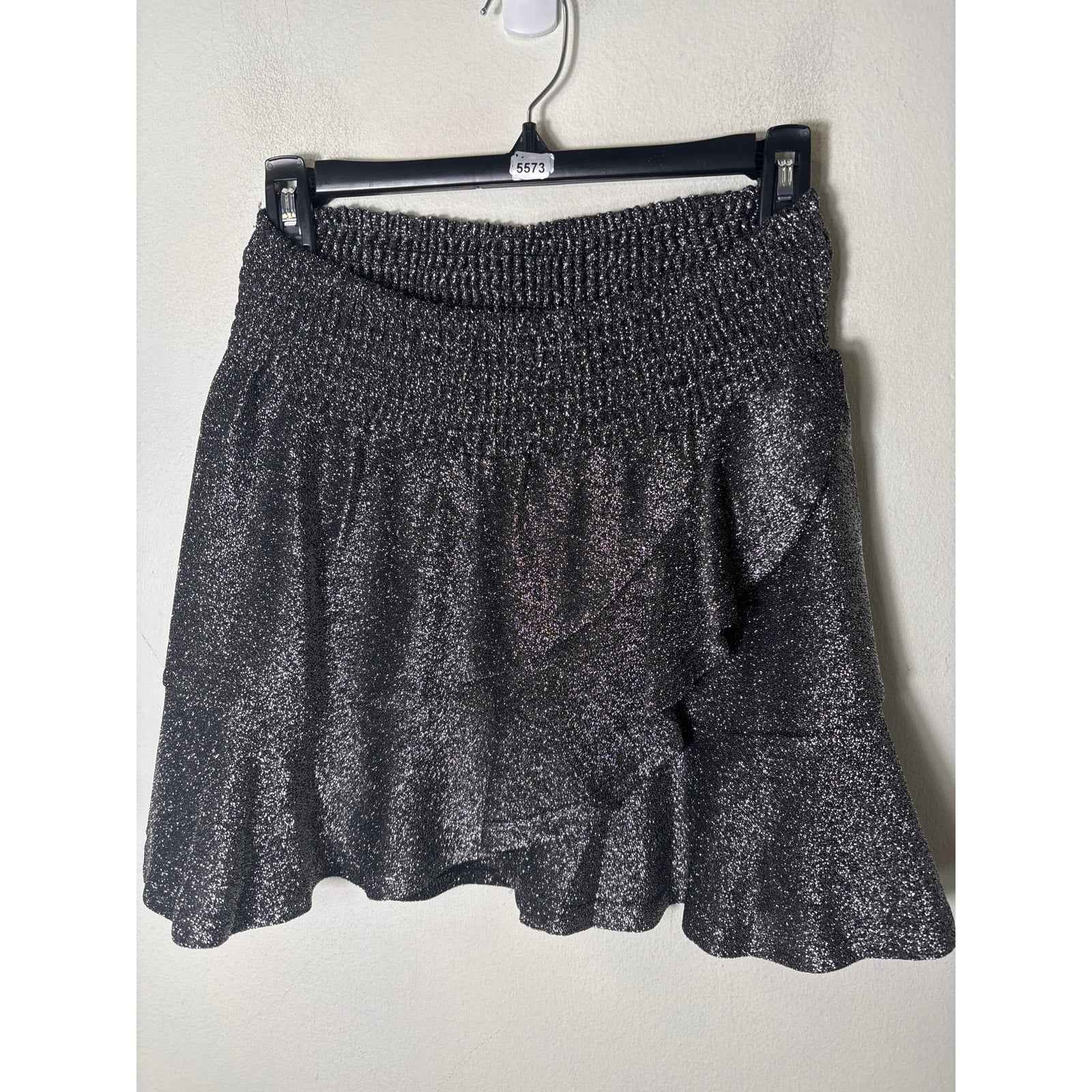 NWT Muche Muchette Silver Sasha Ruffle Hem Mini Skirt Sz OS