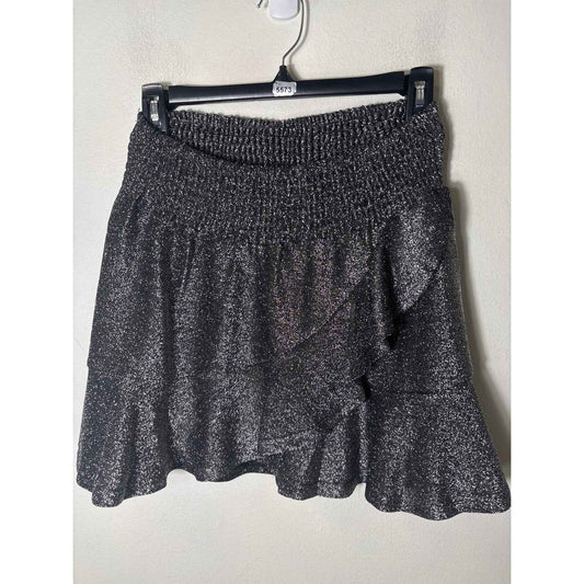 NWT Muche Muchette Silver Sasha Ruffle Hem Mini Skirt Sz OS
