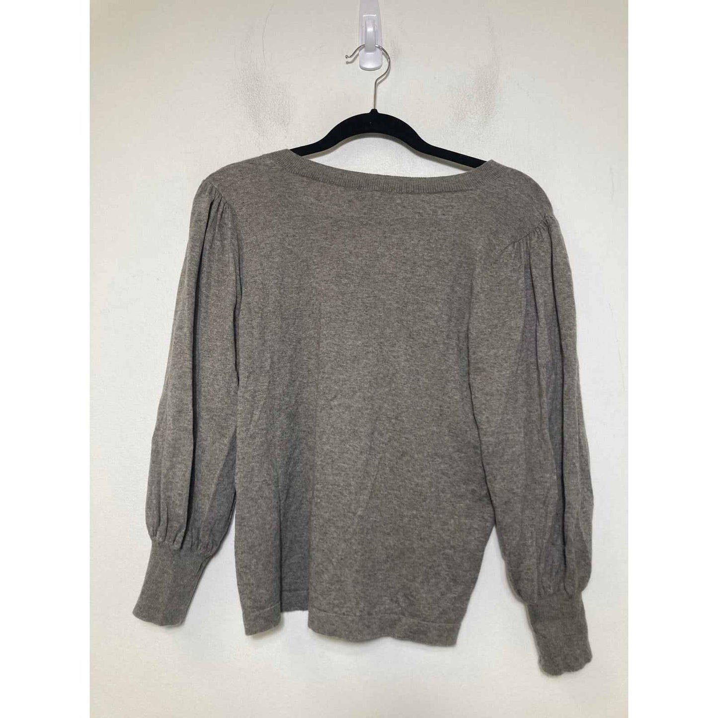 Lila P Gray V Neck Pullover Sweater Sz M