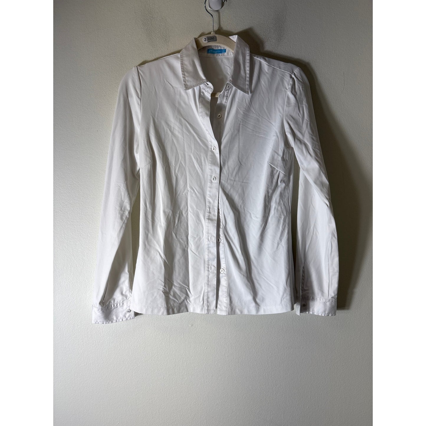 J. McLaughlin White Long Sleeve Fitted Button Up Shirt Sz XS