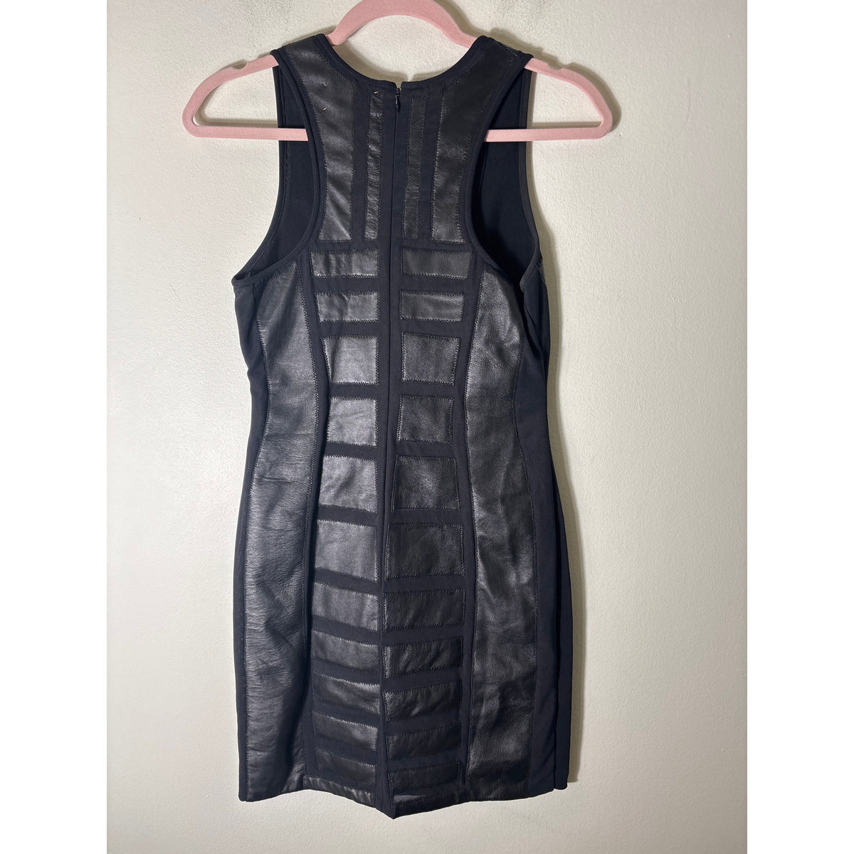Nicole Miller Black Mesh and Leather Mini Dress Sz 2