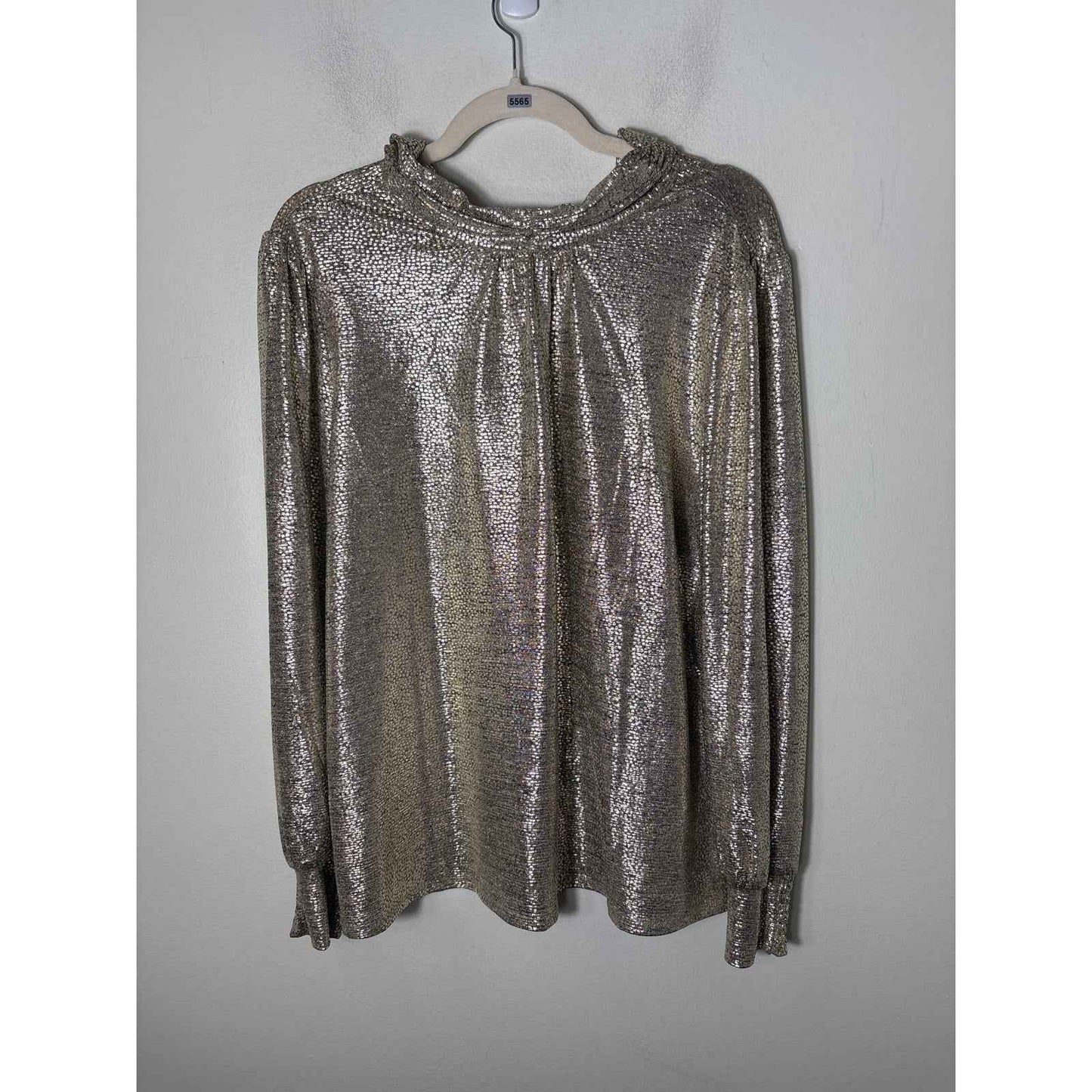 Skies are Blue Silver/Gold Long Sleeve High Neck Shirt Sz M