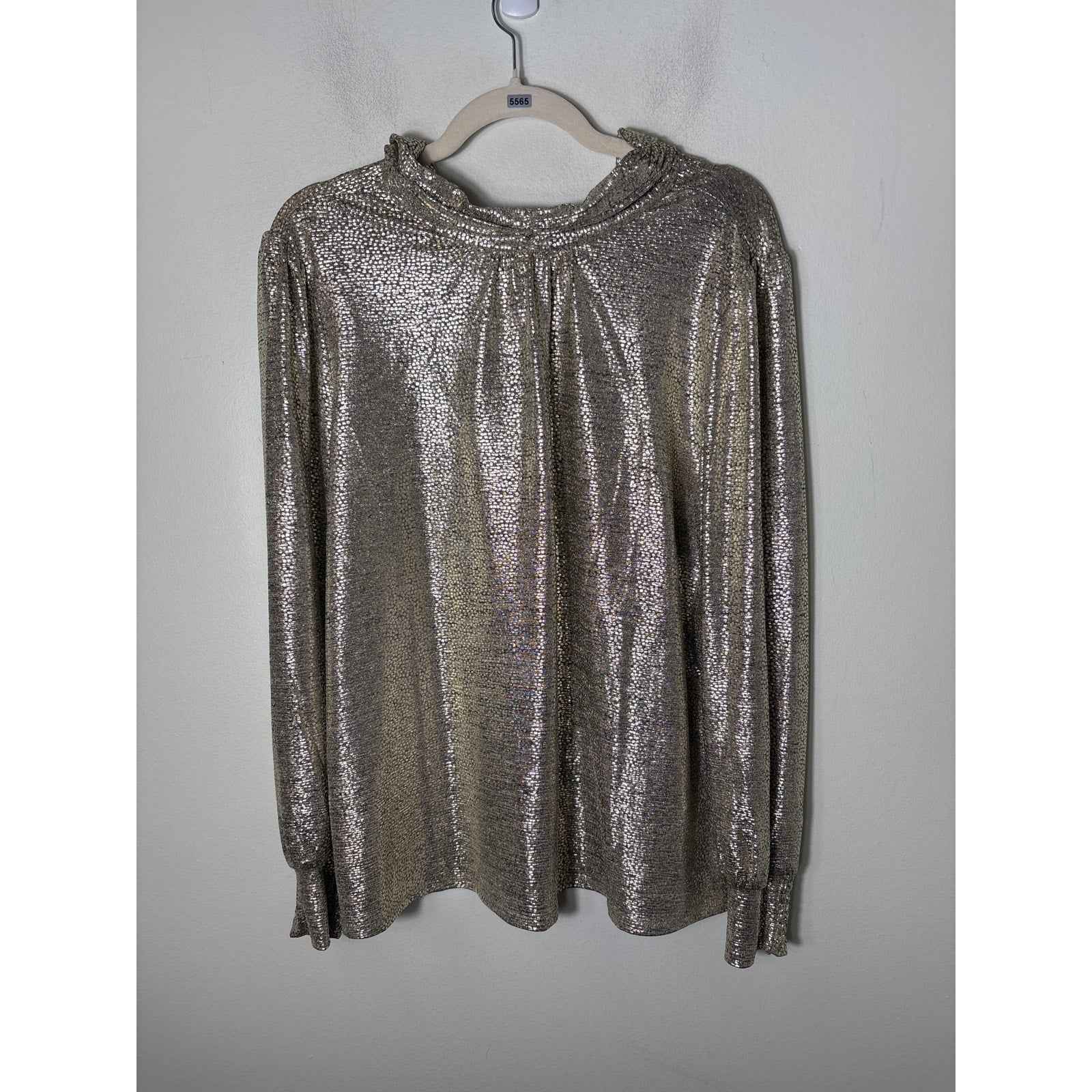 Skies are Blue Silver/Gold Long Sleeve High Neck Shirt Sz M