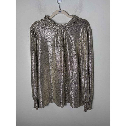 Skies are Blue Silver/Gold Long Sleeve High Neck Shirt Sz M