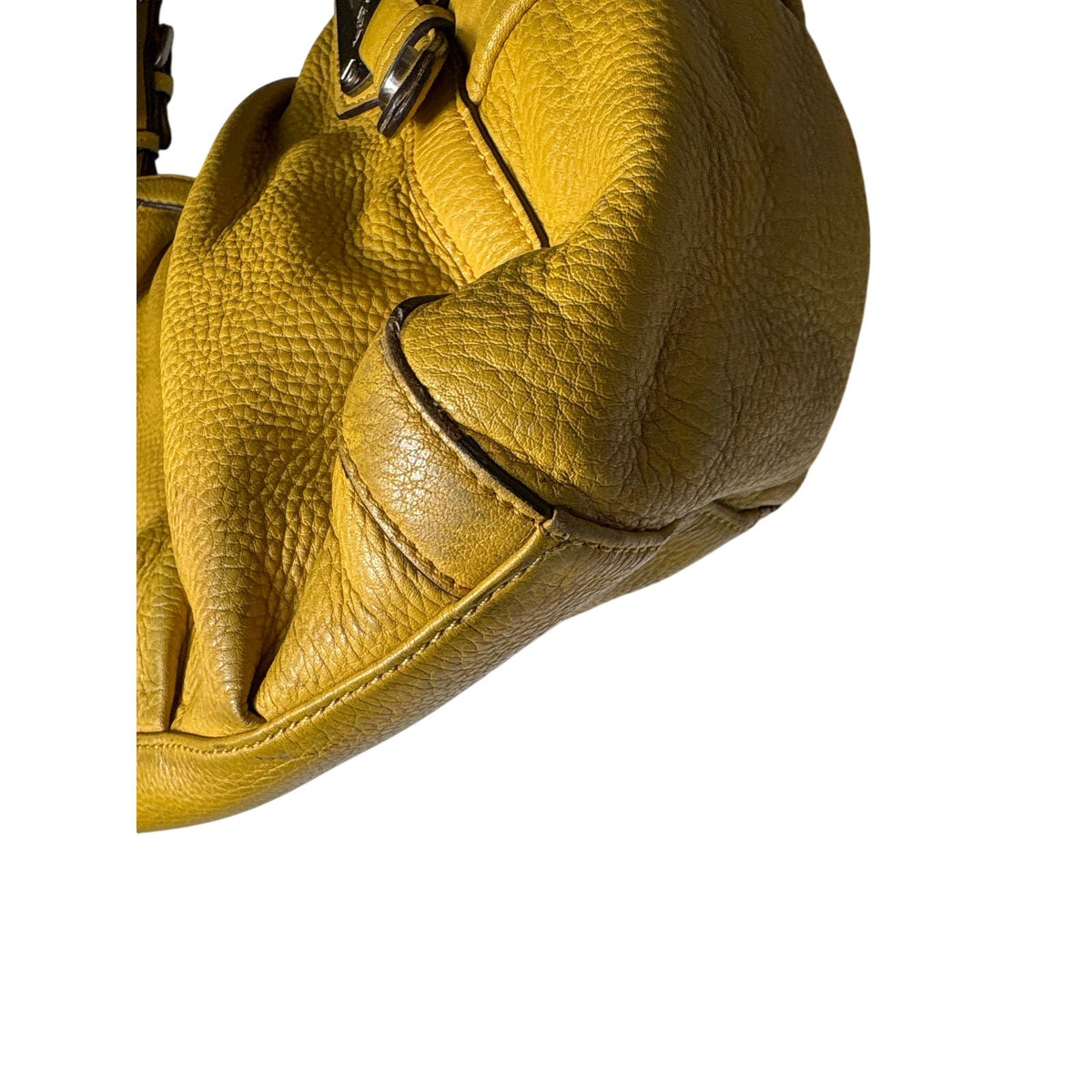 B Makowsky Mustard Yellow Buckle Strap Purse Sz 18"x19" approximately