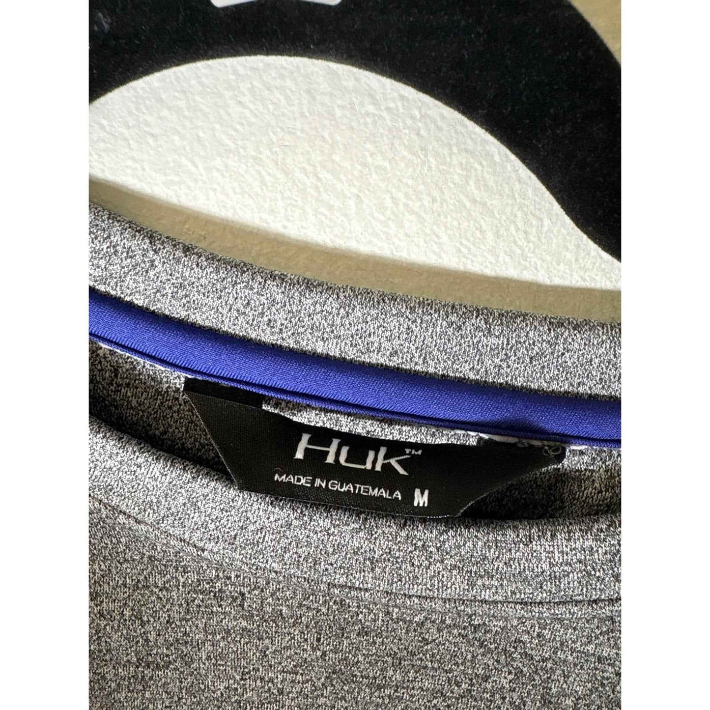 Mens Huk Performance Fishing Gray Long sleeve Sweat Shirt Sz M