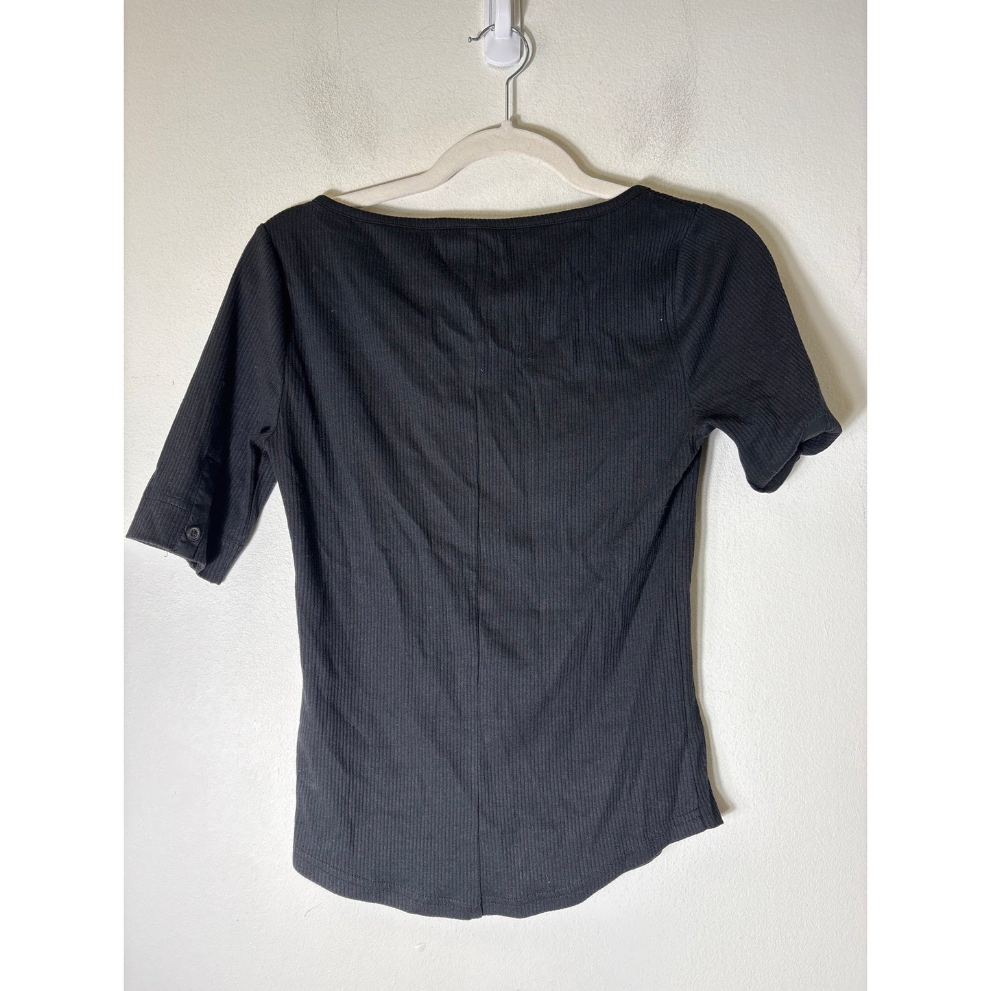 J.Crew Black Ribbed Short Sleeve Top Sz S