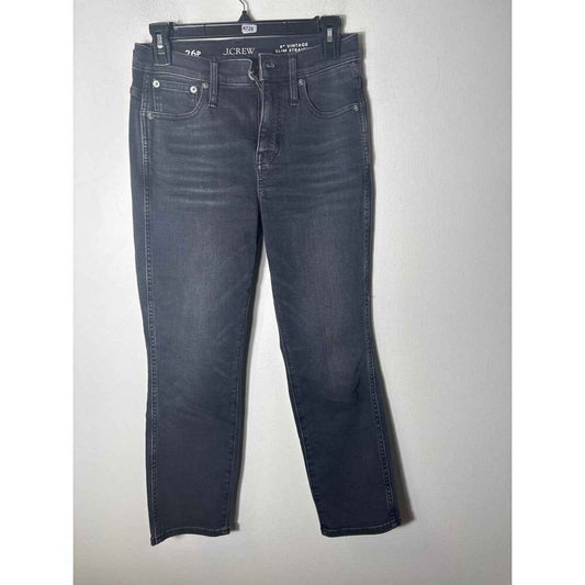J Crew Vintage Slim Straight Black Denim Jeans 26 Petite