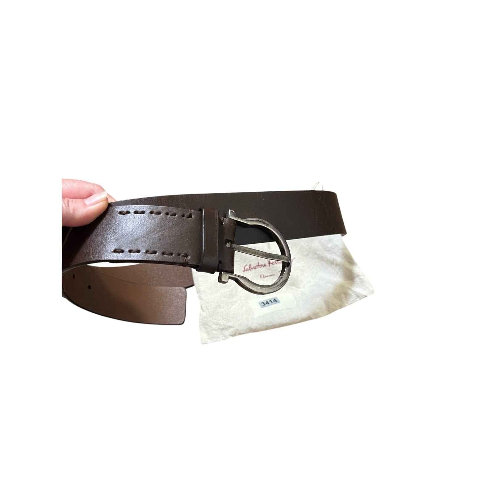 Men's Salvatore Ferragamo Brown Leather Belt Sz 35
