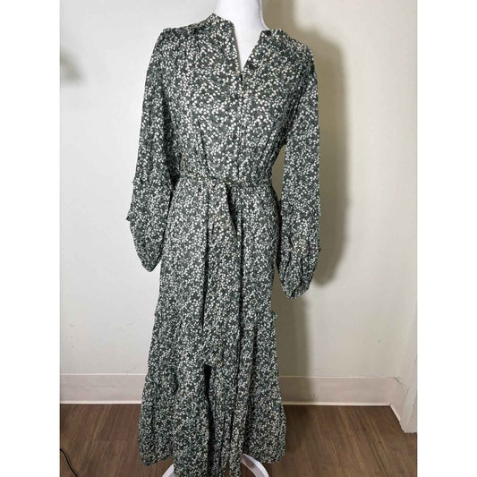 Apiece Apart Green Floral Maxi Dress Sz S