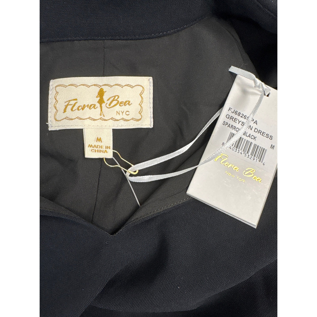NWt Flora Bea Black Long Sleeve Knee Length  "Greyson" Dress Sz M