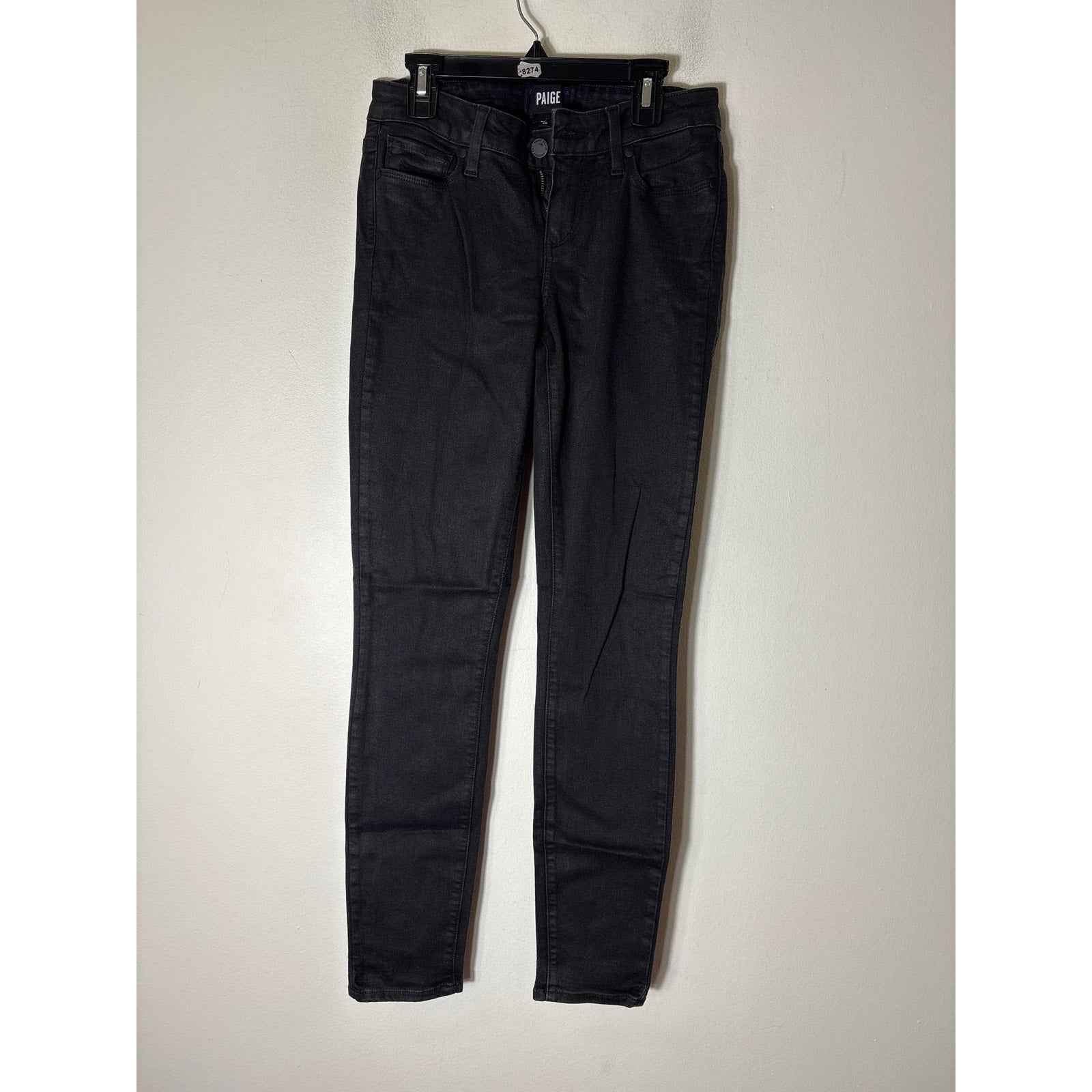 Paige Black Waxed Verdugo Ultra Skinny Jeans Sz 26