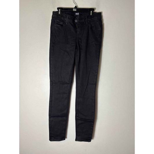 Paige Black Waxed Verdugo Ultra Skinny Jeans Sz 26