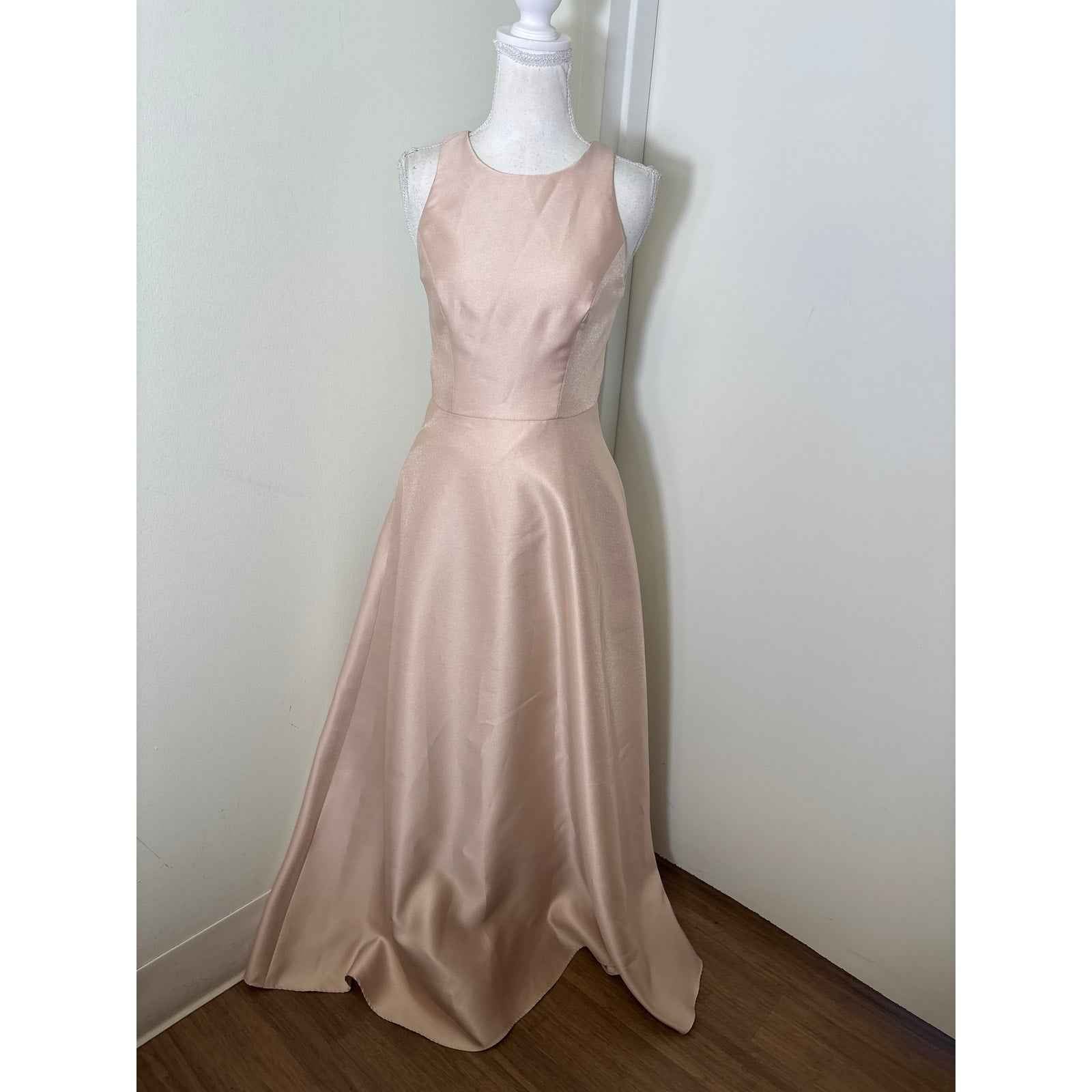 Alfred Sung Champagne Sleeveless A-Line Floor Length Gown sz 6
