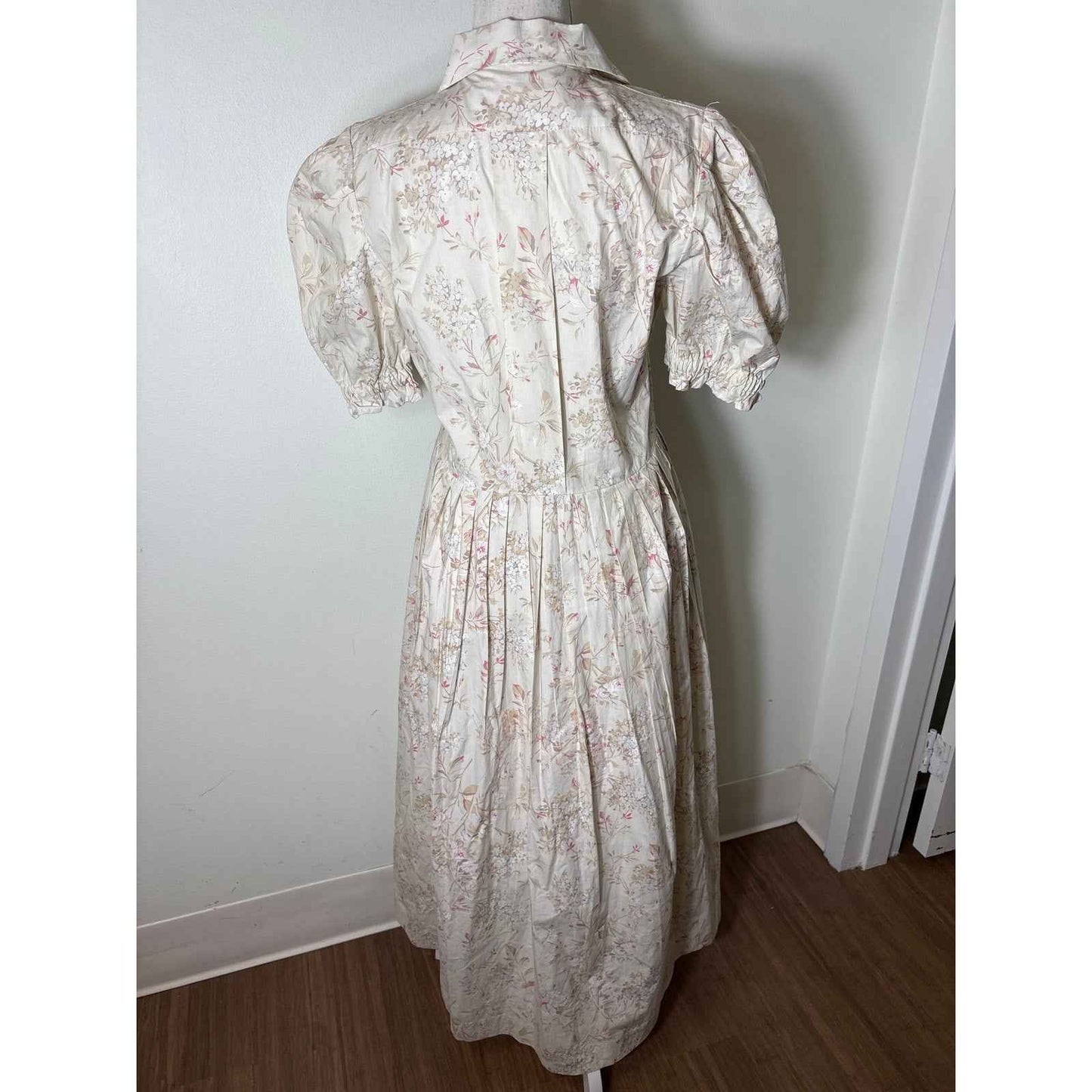 NWT Buru Laura Floral Puff Sleeve Shirt Dress Sz S