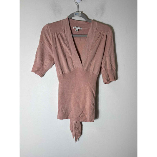 Banana Republic Dusy Pink Half Sleeve Deep V Sweater Sz L