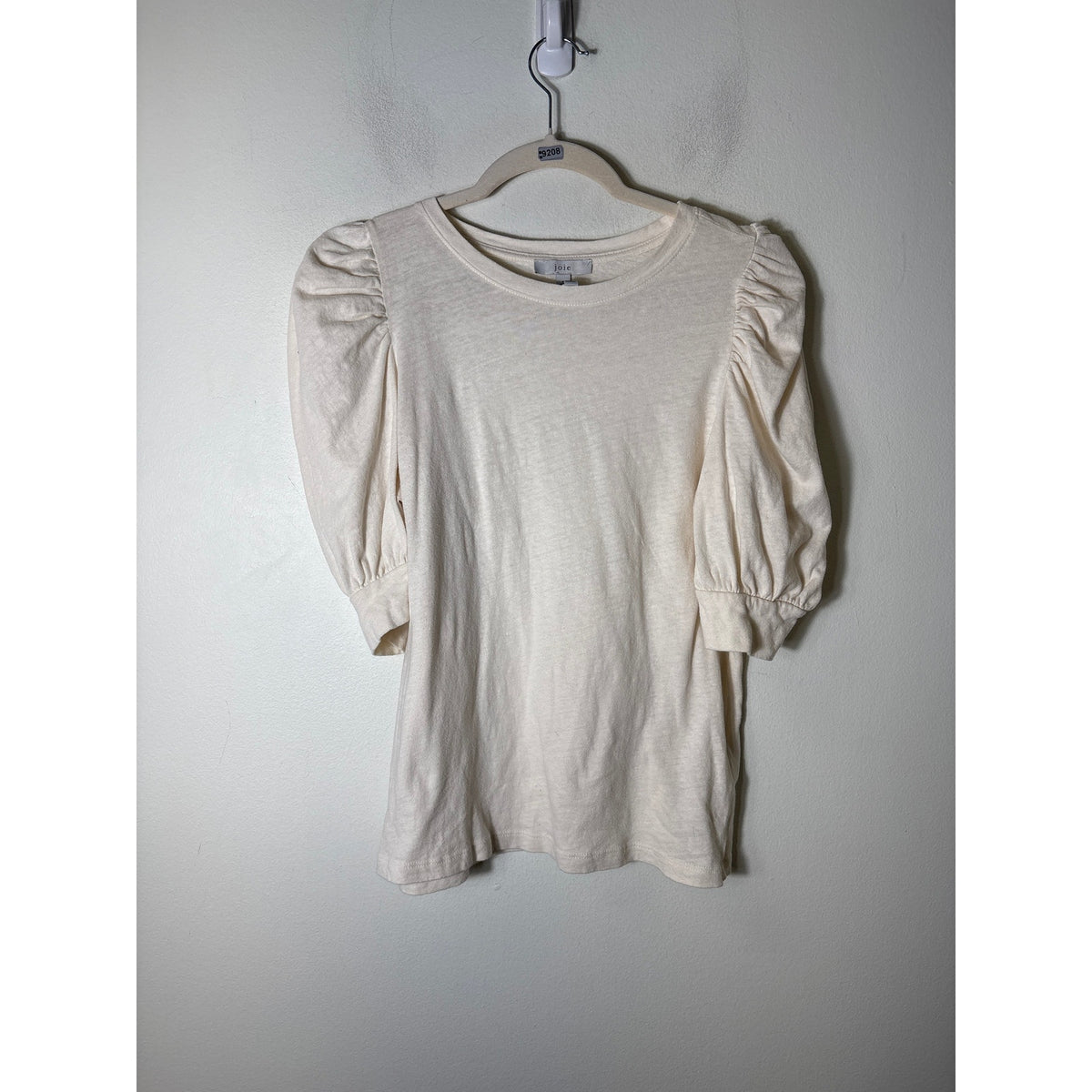 Joie Off white Half Puff Sleeve Cotton Tee Shirt Sz S