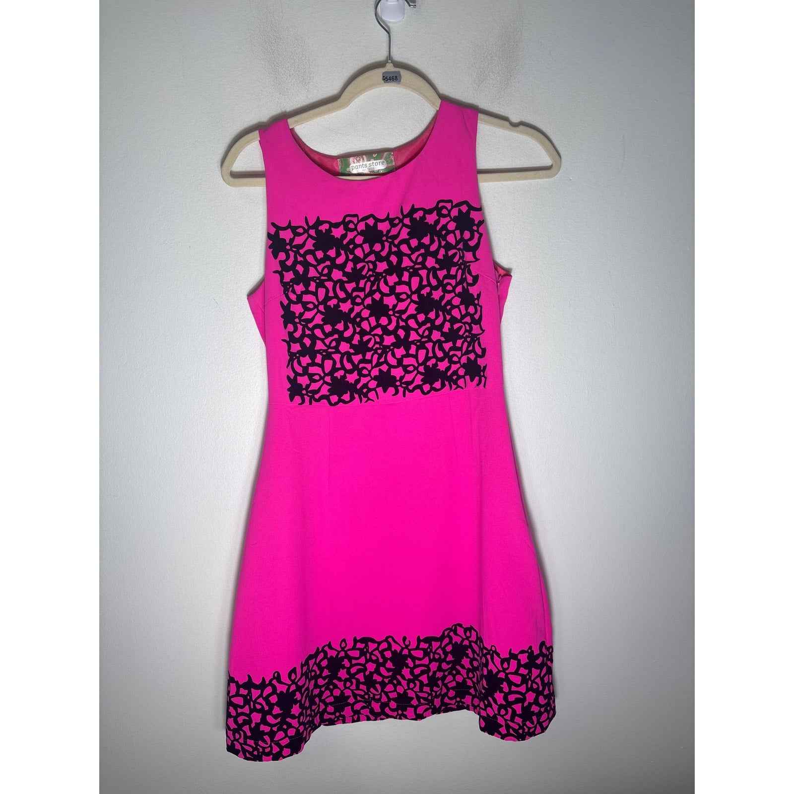 Pants Store Hot Pink Black Sleeveless Mini Dress sz 4