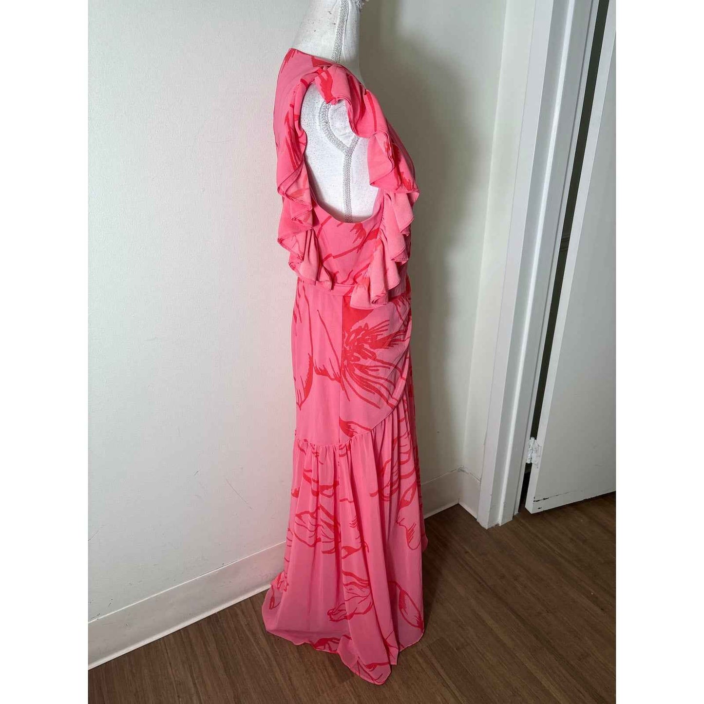 NWT Hutch Pink Floral Wrap Maxi Dress Sz L