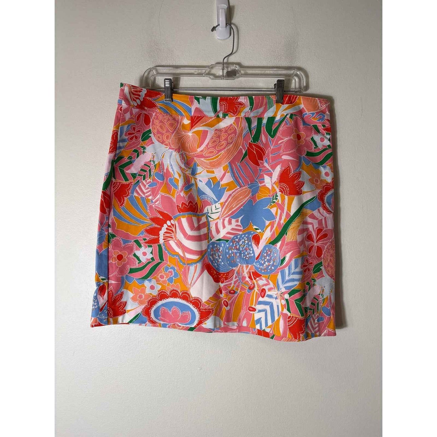 Talbots Pastel Leaf Print Cotton Mini Skirt Sz 14