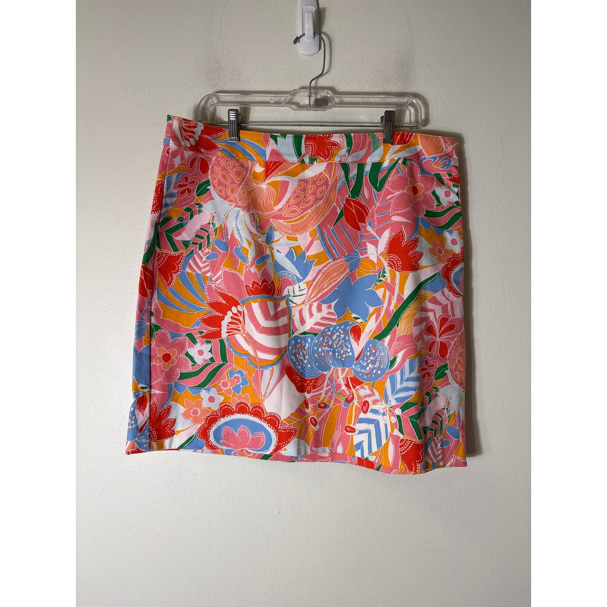 Talbots Pastel Leaf Print Cotton Mini Skirt Sz 14