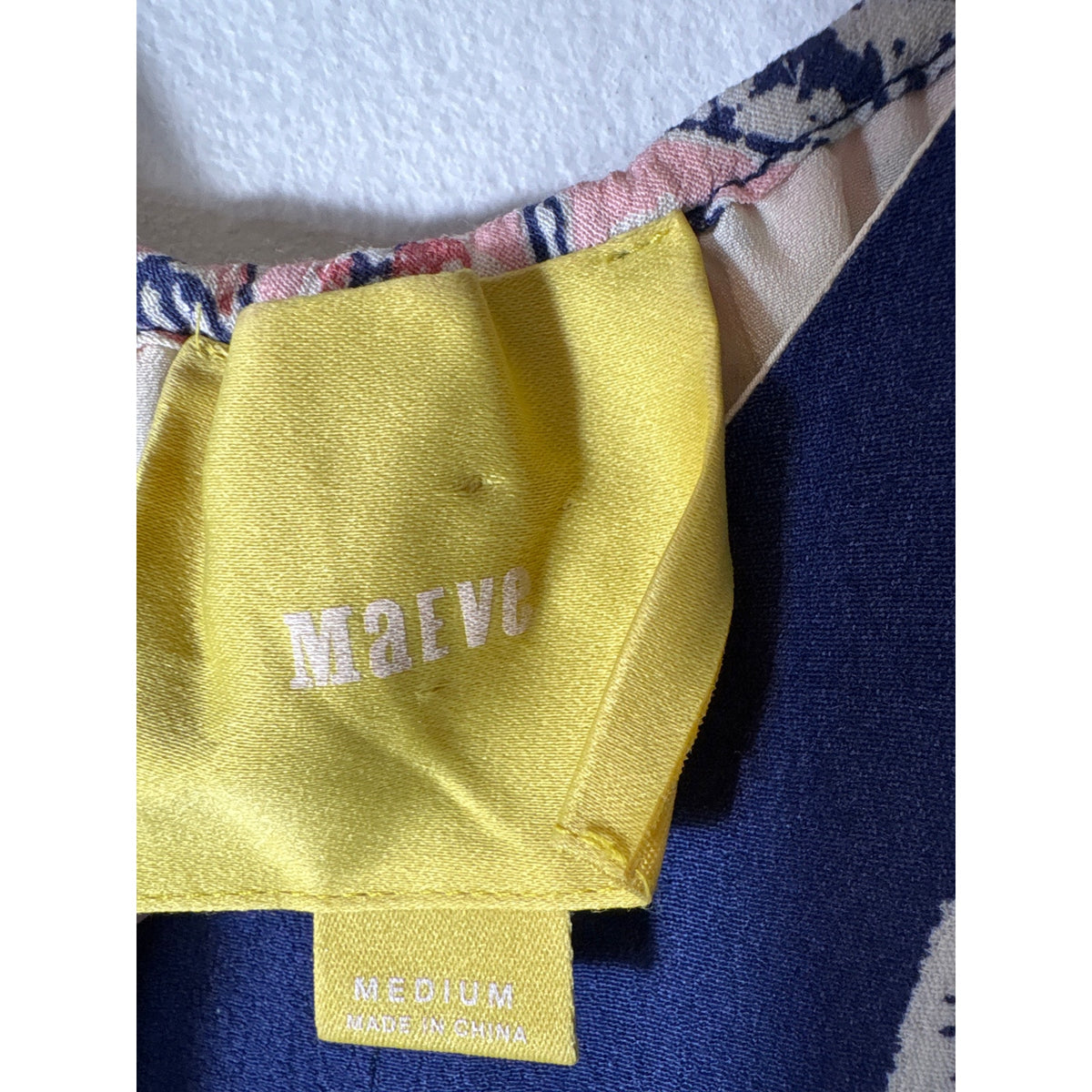 Maeve Navy and Pink Flutter Sleeve Open Back Maxi Dress Sz M