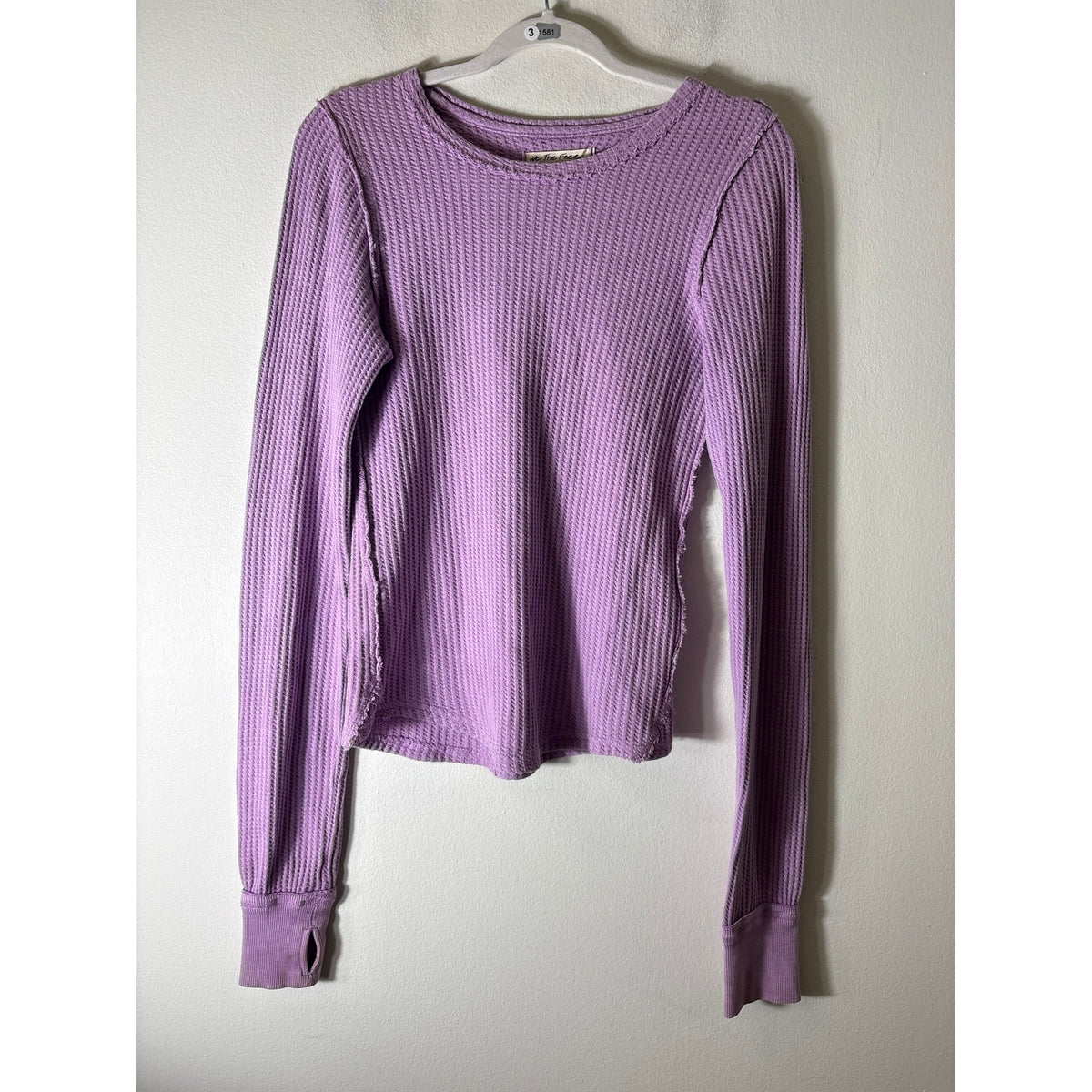 We The Free Pink Waffle Knit Long Sleeve Shirt Sz S