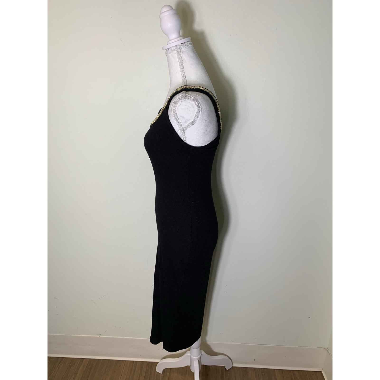 Generation Love Black Sleeveless Ribbed Body Con Midi Dress Sz XS