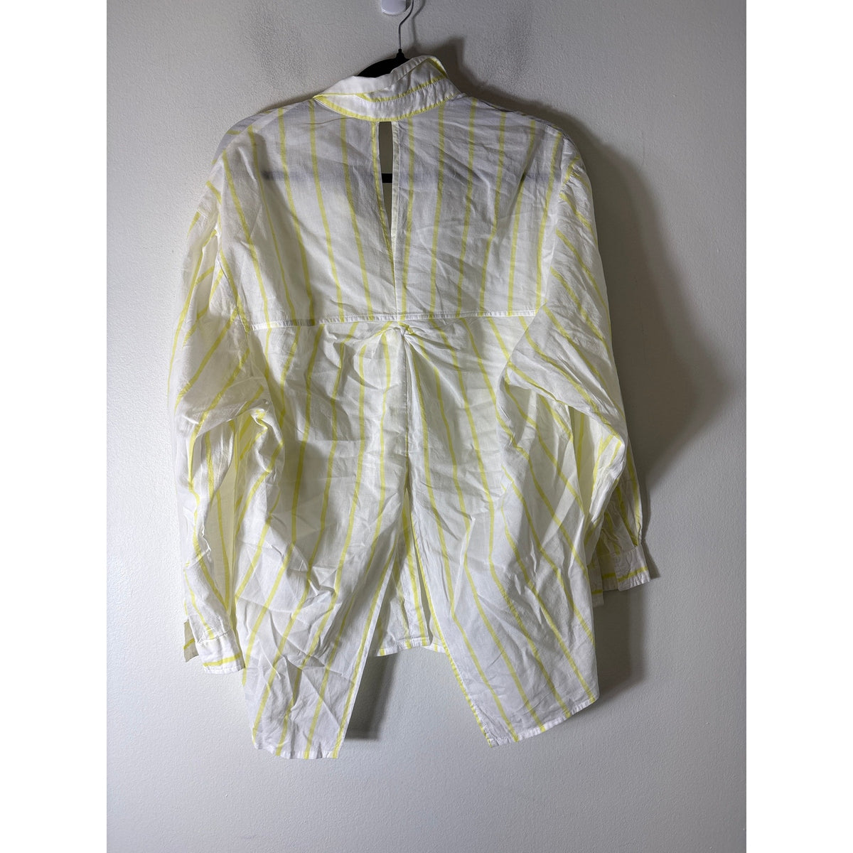 Bimba Y Lola Yellow and White Stripe Open Back Button Down Shirt Sz XS