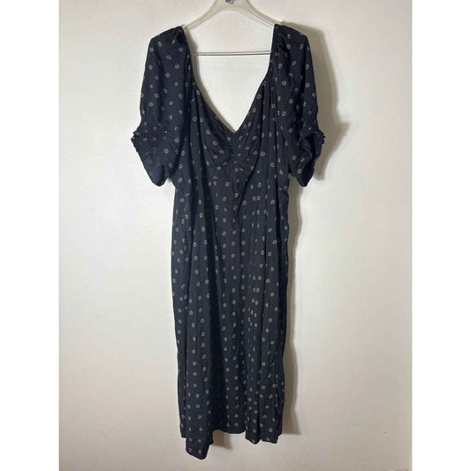 Madewell Black White Short Sleeve Viscose Dress Sz 26