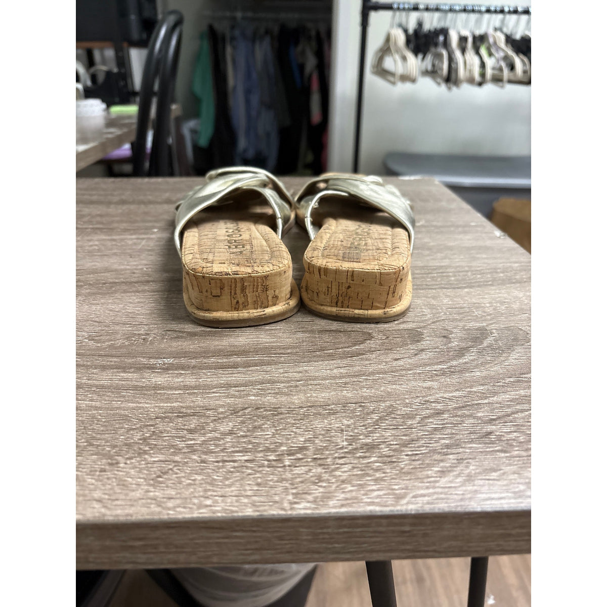 Aerosoles Gold Criss Cross Cork Flats Sz 10.5