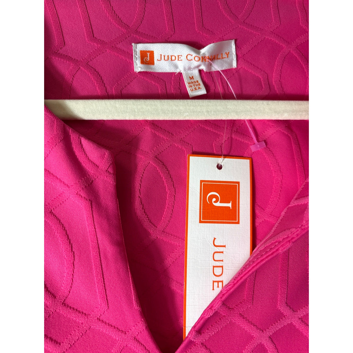 NWT Jude Connally Hot Pink 3/4 Bell Sleeve Knee Length Dress Sz M