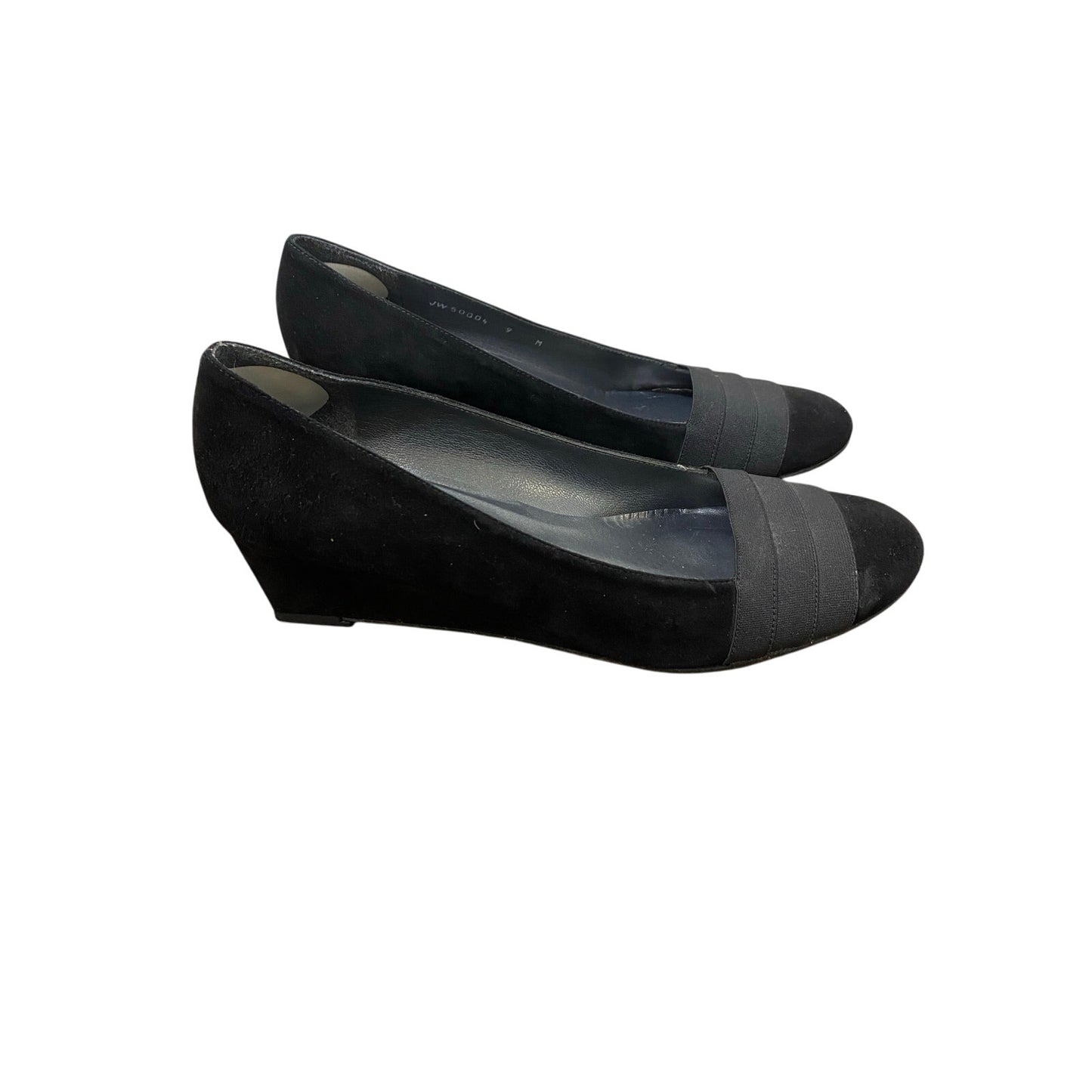 Stuart Weitzman Black Low Wedge Slip On with Rounded Toe Sz 9