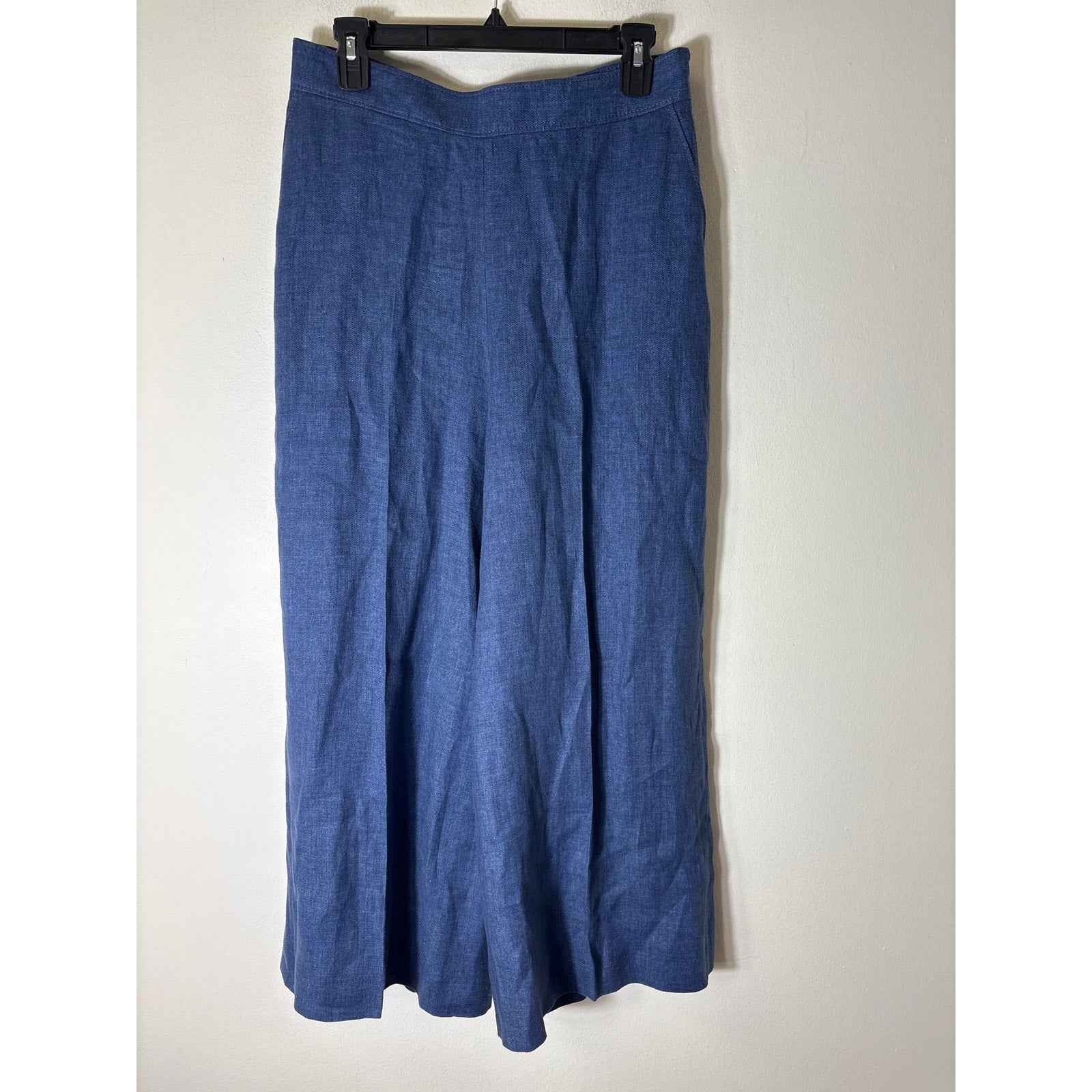 Carolina Herrera Dark Blue Linen Lace Up Long Sleeve Shirt and Pants Set Sz S/6