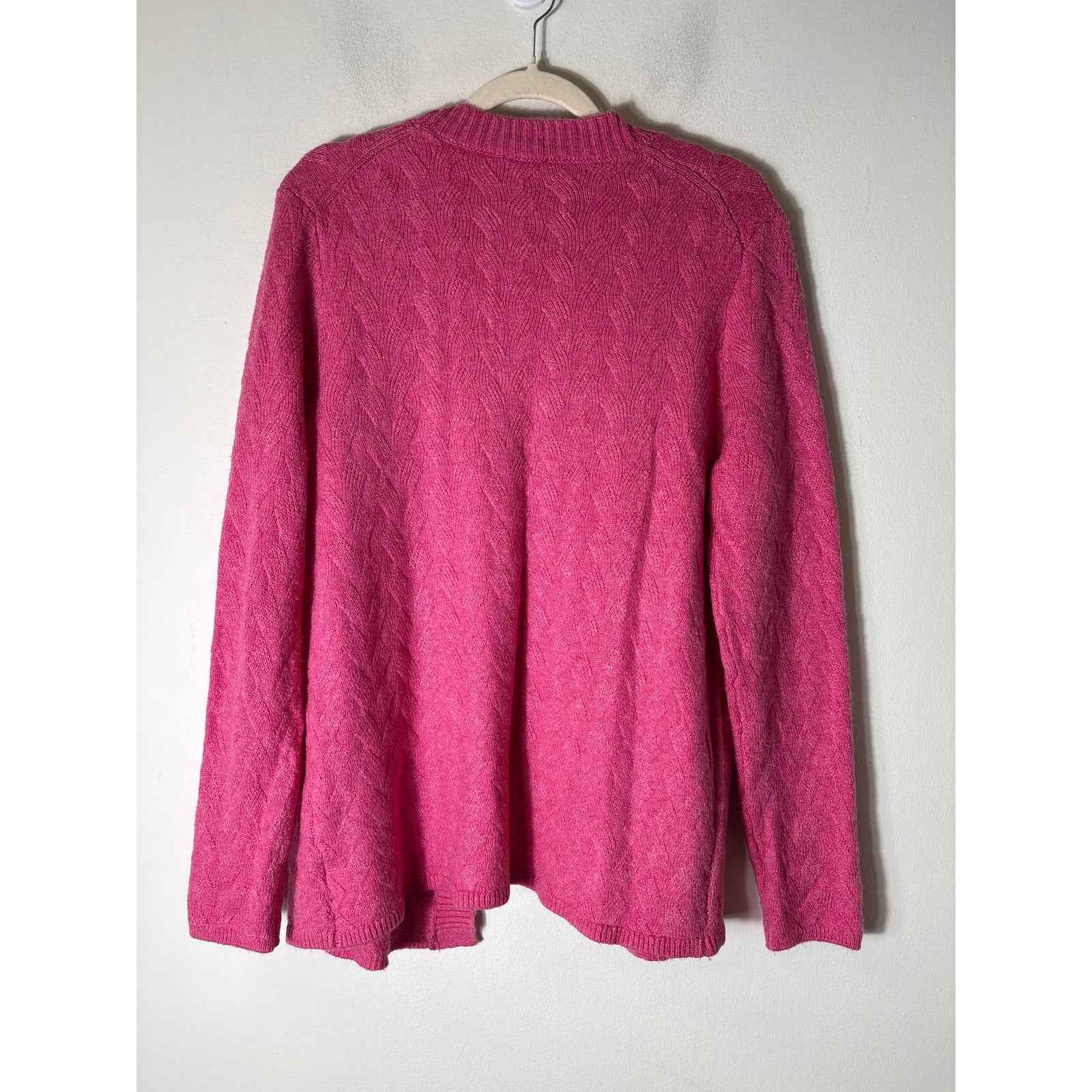 Talbots Pink Cable Knit Open Front Long Cardigan Sz  M