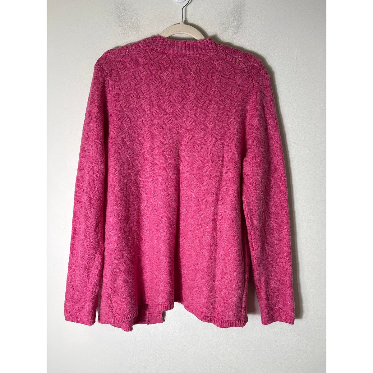 Talbots Pink Cable Knit Open Front Long Cardigan Sz  M