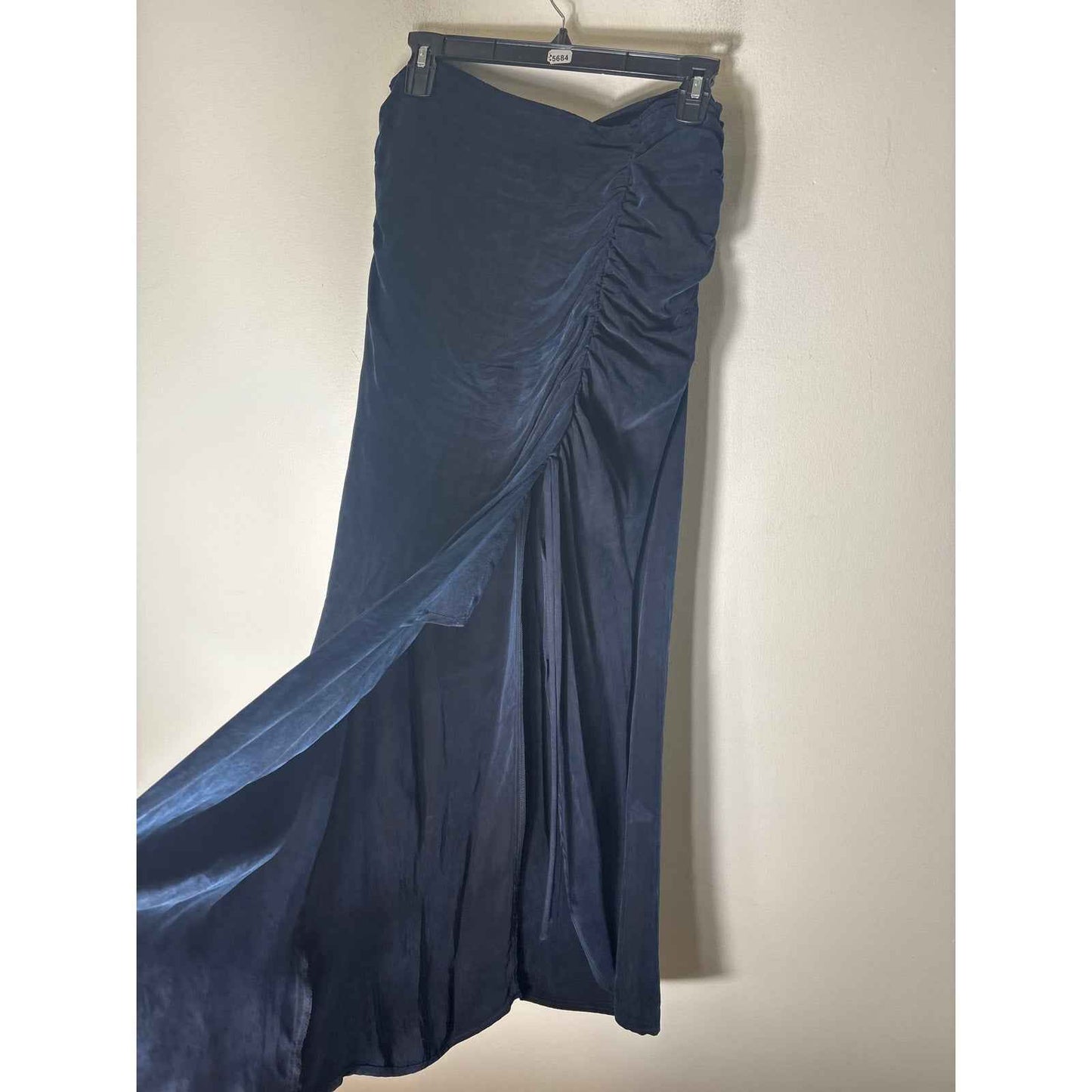 R.G. Kane Dark Blue/Black Back Zip Body Con Skirt with High Slit Sz 8