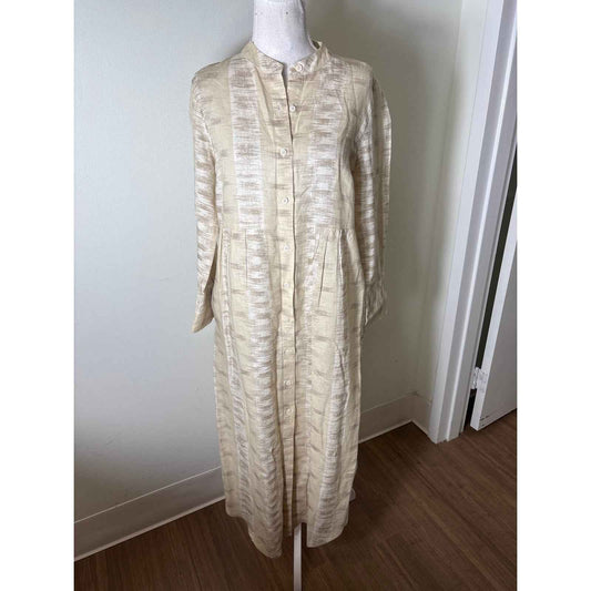 Tuckernuck Beige Long Sleeve Button Up Maxi Dress Sz S