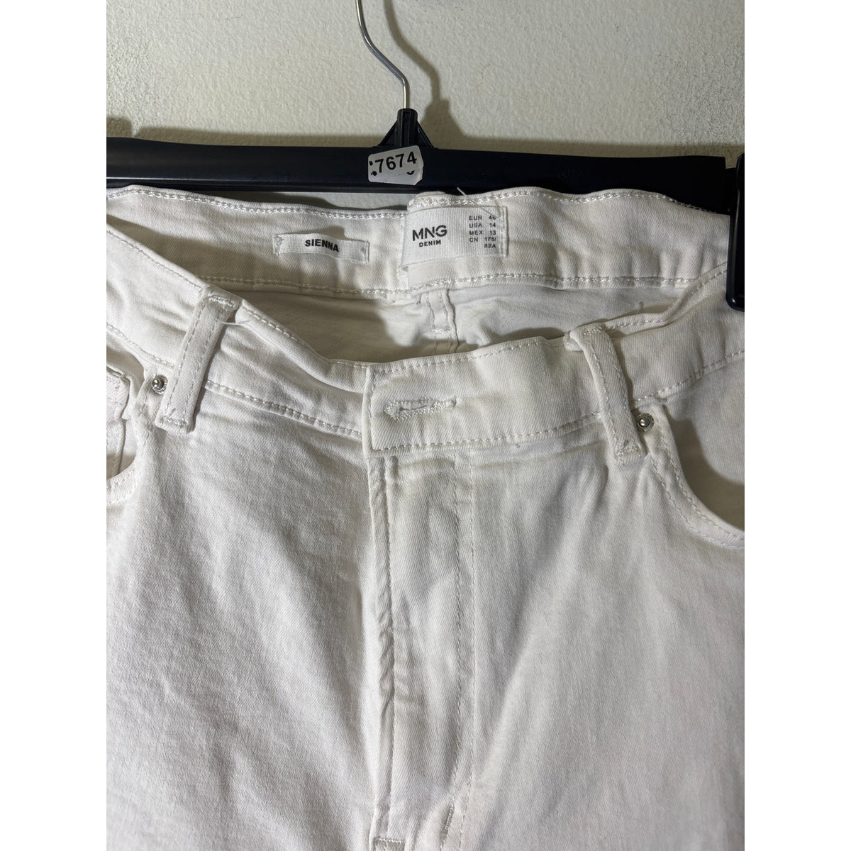 MNG (Mango) White "Sienna" Straight Leg Denim Jean Sz 14