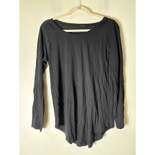 Lululemon Black Long Sleeve Wide Neck Light Weight Shirt Sz 8