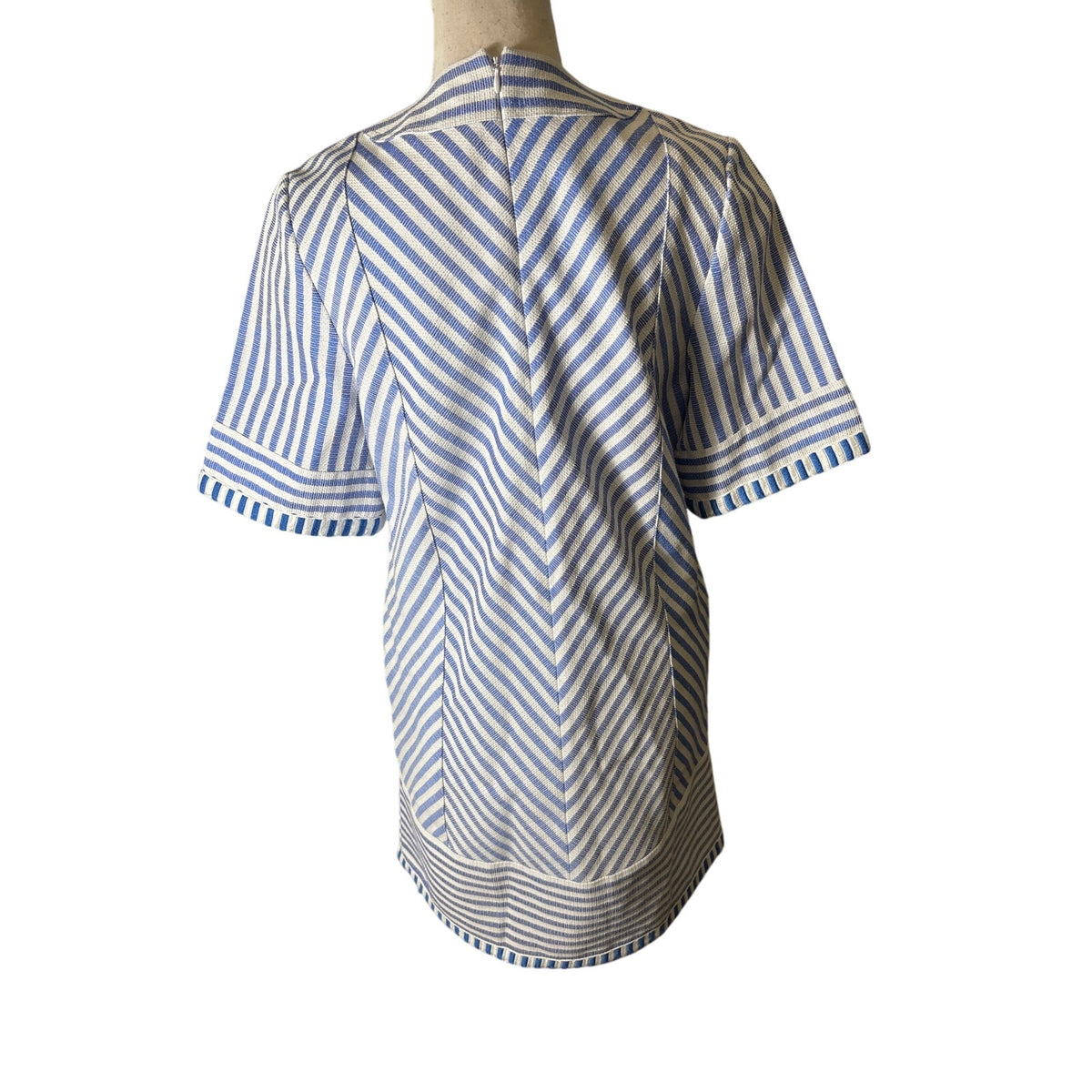 Hunter Bell Cornflower Blue and White Deep V Shift Dress Sz S