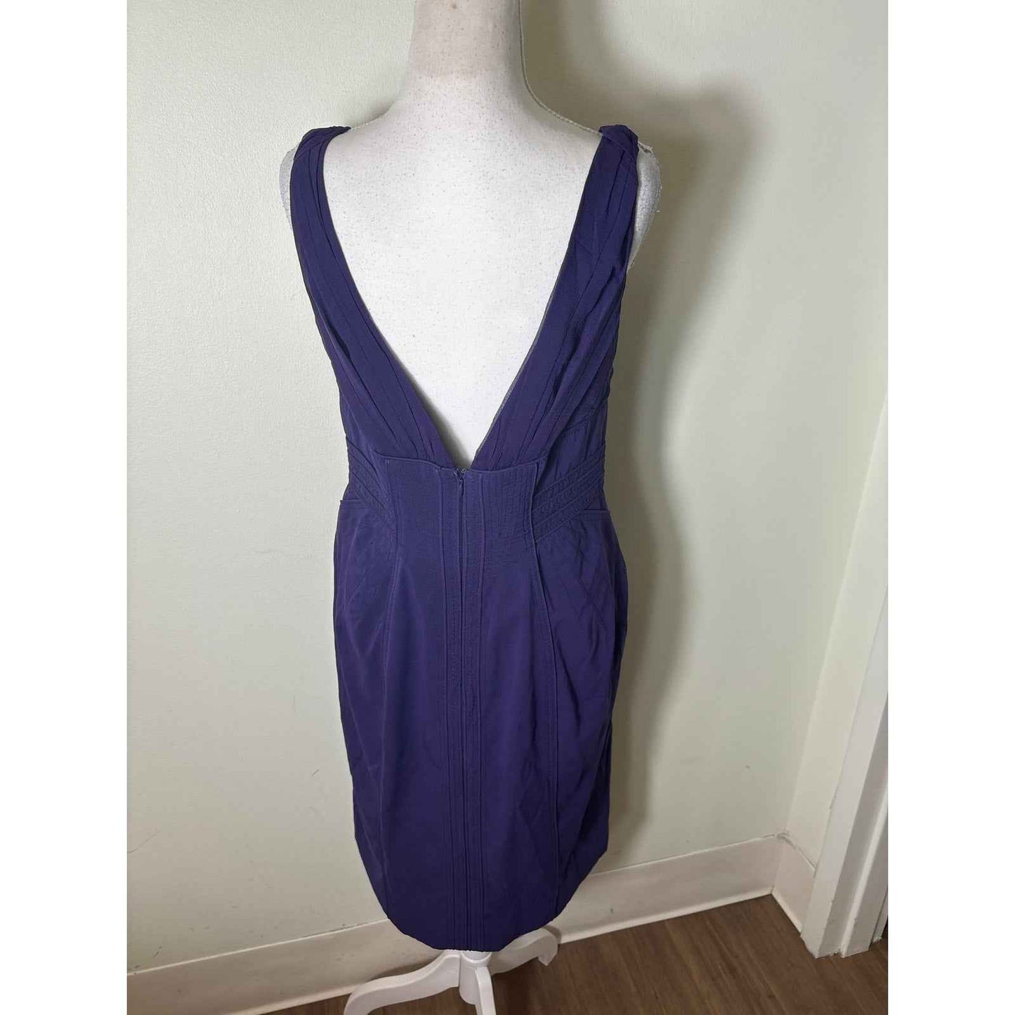 Zac Posen Dark Purple Sleeveless V-Neck Knee Length Dress Sz 12